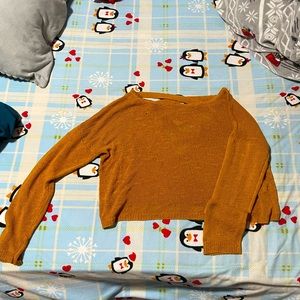 Oversized Mustard Yellow Knit Crop Top